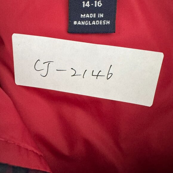 Lands' End Puffer Down Vest Womens Large Quilted Red Plaid Outdoor CJ-2146 - Picture 2 of 10